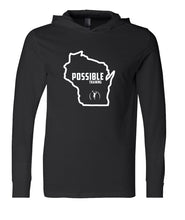 IPT - Bella Hooded Long Sleeve Tee (WI State Full Logo / 3 color options!)